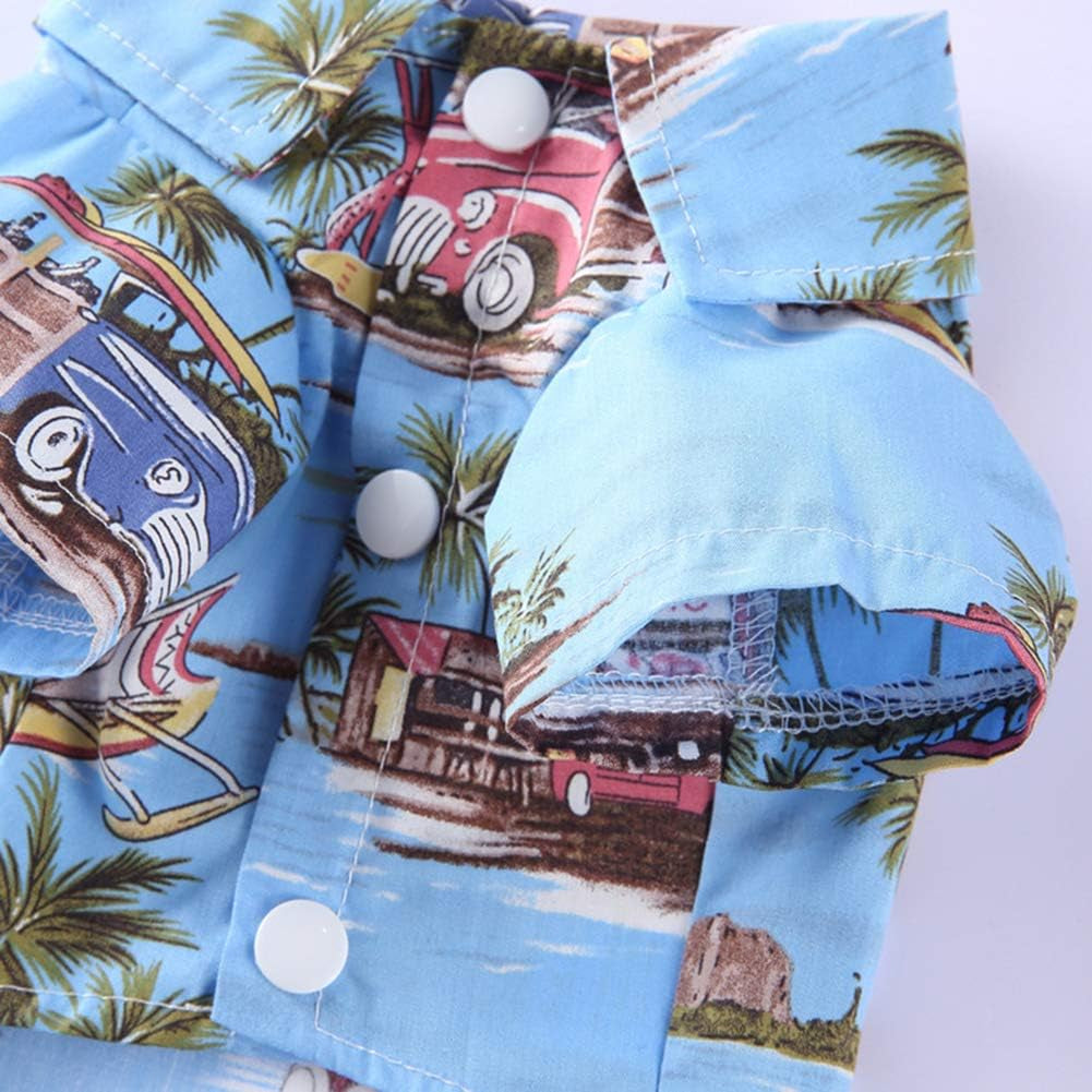 Summer Pet Daisy Hawaiian Beach Plaid Print Shirts Clothes for Dog