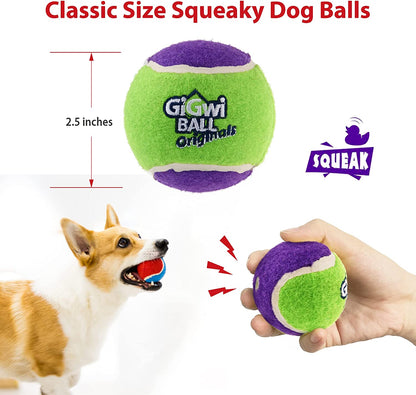 Tennis Balls for Dogs, Squeaky Dog Tennis Balls for Exercise, High Bouncy Dog Balls Bright Colors 2.5 Inches, Interactive Funny Dog Toys for All Breeds of Dogs Indoor & Outdoor Dog Games